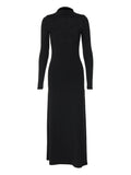 Women Dresses Winter Women's Clothing Long Sleeve Split Maxi Dress
