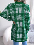 Plaid Trench Coat Ins Style Autumn and Winter Plaid Casual Cardigan Sweater Coat