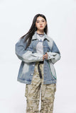 Unisex Jacket Autumn Gradient Pocket Denim Jacket Women's Clothing