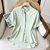 Women T-shirt Lightly Mature Curling V-neck Shirt