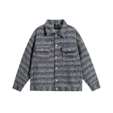 Unisex Jacket Autumn Striped Contrast Color Pocket Jacket