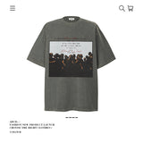 American vintage street T-shirt pure cotton retro men's and women's summer loose half sleeves