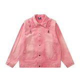 Men Denim Jacket Patterned Denim Jacket Men's Stitching Denim Clothes Jacket Autumn