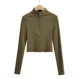 Women T-shirt Autumn and Winter Long Sleeves Knitted Top Women's T-shirt Solid Color Bottoming Shirt