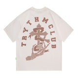 Men T Shirt Printed Short-Sleeved T-shirt Men and Women Couple Loose Retro Distressed