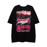 Men T Shirt West Coast Coconut Tree round Neck Short Sleeve T-shirt Men and Women Loose