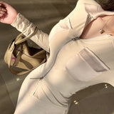 Women Long Sleeve Shirt Polo Collar Long Sleeve Shirt