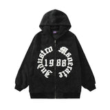 Men Hoodie Embroidered Letters Cardigan Hoodie