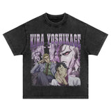 2024Kira Yoshikage T-shirt Oversize Vintage Washed Anime