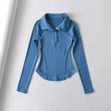 Women T-Shirt Spring Hem Tight Long Sleeve T-shirt Top