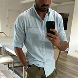 Men Shirt Printed Long Sleeve Summer Open Lining