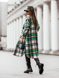 Plaid Trench Coat Mid-Length Shirt plus Size Coat for Women