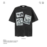 American vintage street T-shirt pure cotton retro men's and women's summer loose
