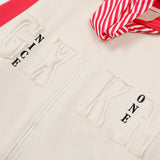 Men Hoodie Color Matching Cardigan Sweater Boys Loose Tie Decoration Long Sleeve Hooded Jacket