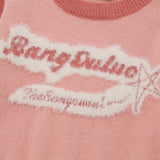 Women Sweater Color-Block Crew Neck Short Sweater Letter Autumn Sweater