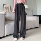 Palazzo Pants Straight Casual Suit Pants Women's Solid Color High Waist Wide Leg Pants Long