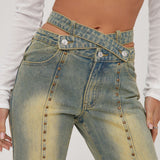 Women Cargo Pants Jeans Women's Bell-Bottom Pants Trousers