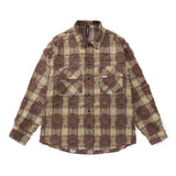 Men Long Sleeved T Shirt Plaid Cat Beard Long Sleeve Shirt Loose Embroidered Letter Shirt