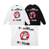 Men Long Sleeve Shirt Graffiti Long Sleeve T-shirt Retro Loose Long Sleeve Men and Women