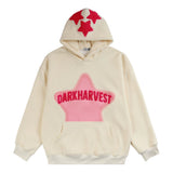 Men Fleece Lined Hoodie Embroidered Hoodie Men's High Street Ins Loose Pullover Hoodie