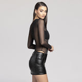 Women Jumpsuit Long Sleeve Mesh Stitching Jumpsuit Women