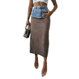 Women Desses Denim Patchwork Skirt Spring Women's Skirt