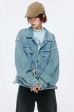 Unisex Jacket Autumn Butterfly Patch Denim Coat