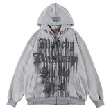 Men Hoodie Letter Printing Hooded Cardigan Sweater Men's Dark Loose