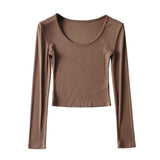 Women T-Shirt Long-Sleeved T-shirt Fall Slim Fit Bottoming Shirt