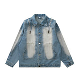 Men Denim Jacket Patterned Denim Jacket Men's Stitching Denim Clothes Jacket Autumn