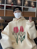 Men Hoodie Vintage Tulip Sweater Men's Spring and Autumn Hooded Couple Jacket