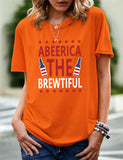 Women's Independence Day T Shirt Pattern Printed Short-Sleeved T-shirt