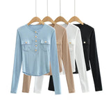 Women T-Shirt Long Sleeve T-shirt round Neck Top