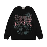Men Long Sleeve Shirt Graffiti Letter Printed Long Sleeve T-shirt Men and Women Casual All-Matching