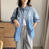 Women T-shirt Denim Shirt Women Loose Top Spring and Autumn Coat