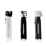 Palazzo Pants Wide-Leg Pants Spring and Autumn Women's High Waist Drooping Gray Casual