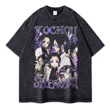 2024Iguro Obanai T Shirts Oversized Vintage Washed Anime