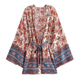 Women T-Shirt Printed Belt Coat Cardigan
