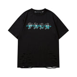 Men T Shirt Retro Dark Ripped Short Sleeve T-shirt Men and Women Loose