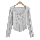 Women T-Shirt Top T-shirt Women's Design Patchwork Base Long Sleeve