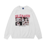 Men Hoodie round Neck Sweater Autumn Loose Wash Distressed Long Sleeve Men