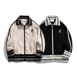 Unisex Jacket Autumn Retro Contrast Color Coat Women's Clothing