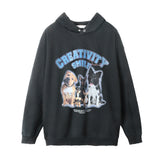 Men Hoodie Hooded Sweaters Menswear Washed and Worn Loose Pullover