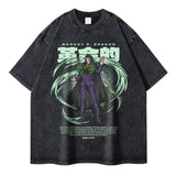 Portgas D Ace T-shirts Vintage Washed Anime T Shirt Luffy