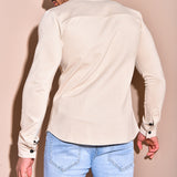 Men Shirt Solid Color Fashion Men's Autumn Long-Sleeved Cardigan Personality
