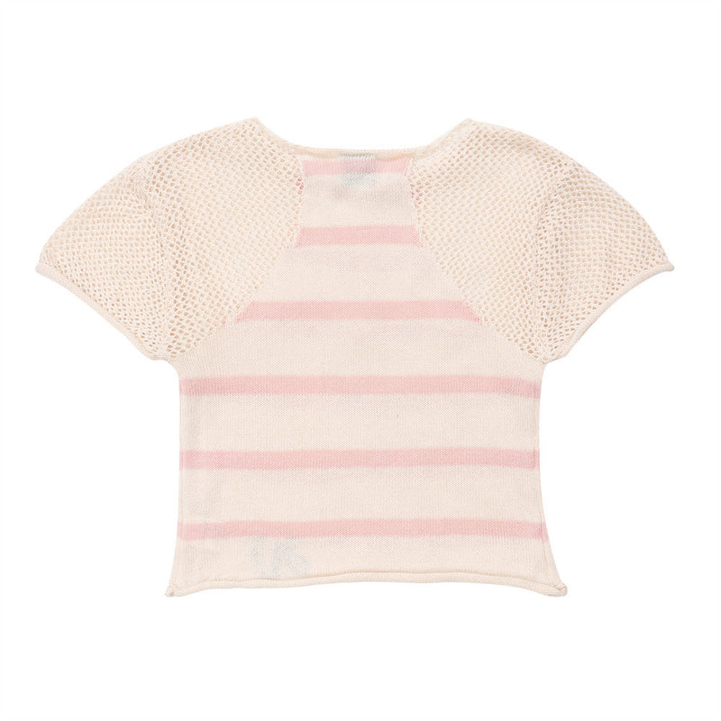 Women Sweater Short-Sleeved Sweater for Girls Summer Color Matching Short round Neck