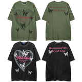 Men T Shirt Vintage Heart Graffiti Fashion Brand Half Sleeve T-shirt Men and Women