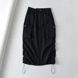 Women Skirt Retro Workwear Denim Long Skirts Female Spring and Autumn Skirt