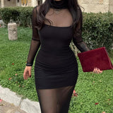 Women Dresses Mesh Sexy 2-Piece Set Long Dress