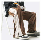 Men Sweatpants Men's Spring Sports Pants Stitching Wide-Leg Straight Pants
